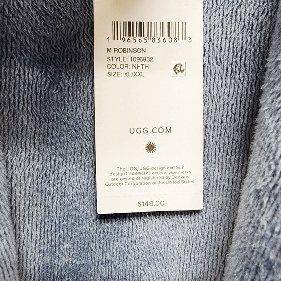 UGG Mens Navy Blue Reversible Robe Size M/L Soft Waist - Picture 4 of 6